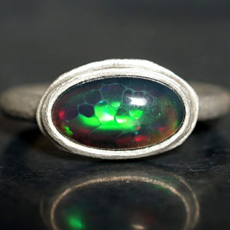 幅広のブラックオパールリング 幅広のブラックオパールリング