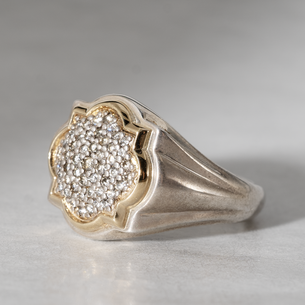 YES / SIGNET PAVE RING_Round Square Cross