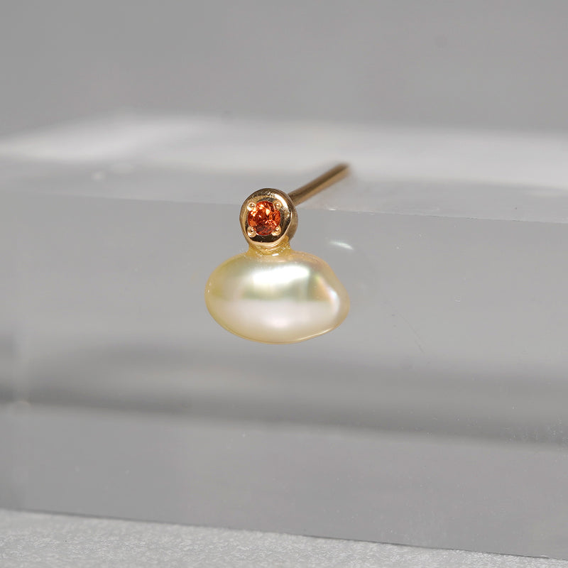 6/28限定】MINIMUMNUTS / Keshi pearl pierce Orange Sapphire 片耳用