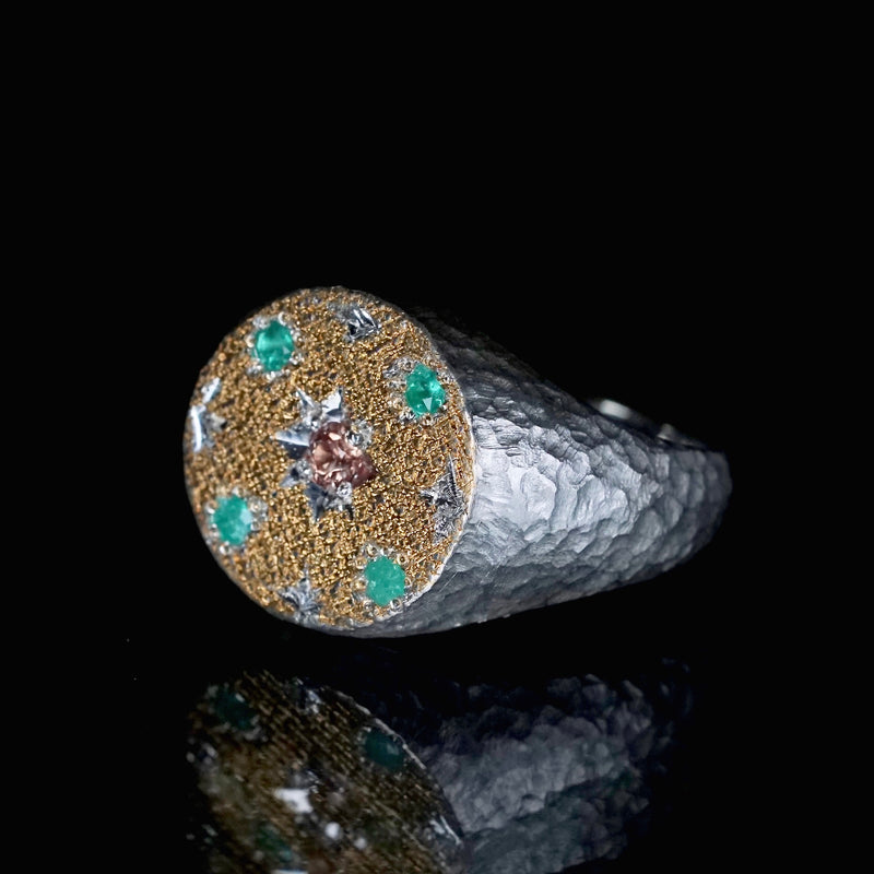 GERMEDEUR / Monad Gold Weaving Signet Ring 非加熱サファイア