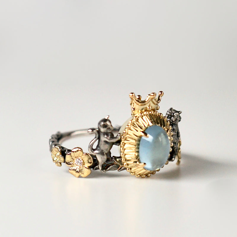 MIO JEWELRY / Emblema 猫紋章 アクアマリン リング 13号 No.135