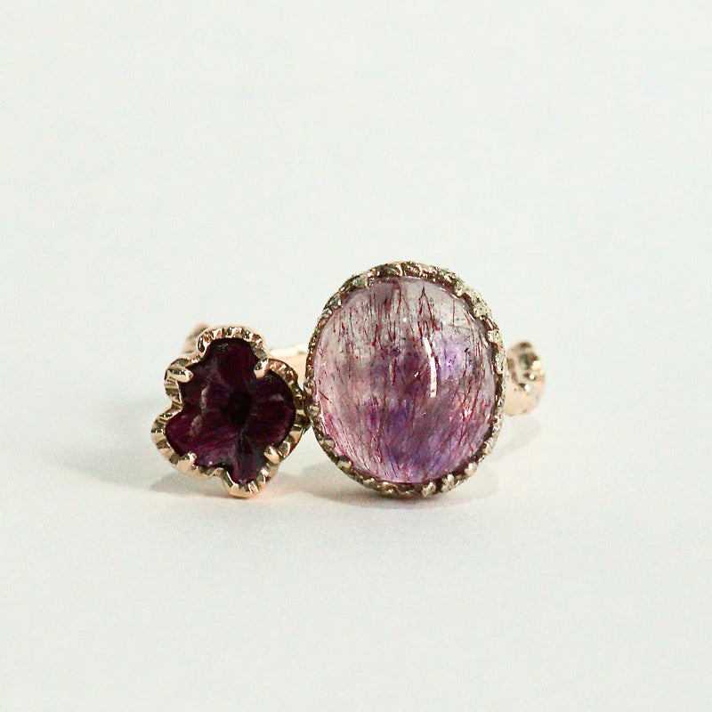 Curva y Ruri JEWELRY / goethite in amethyst ＆ trapiche ruby