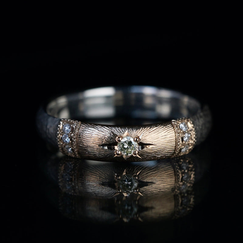 GERMEDEUR / Two Tone Precious Ring Green Diamond – Fuligo / Fuligoshed