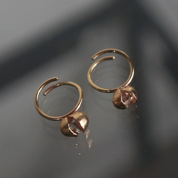 耐熱 二層 足あとぐらす (M) in her Herkimer Seed earrings | www