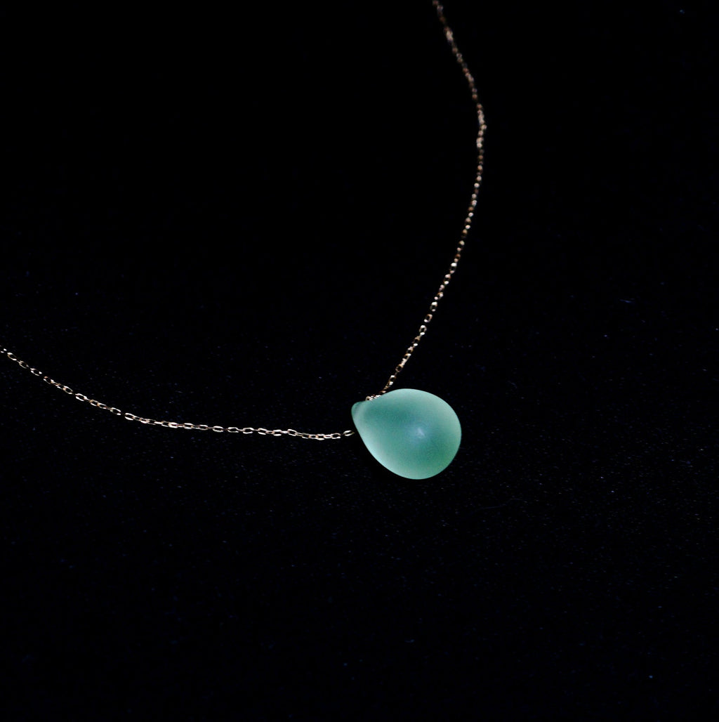 Uranium glass necklace /K18YG