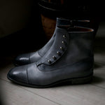 【-10/1正午限定】yojiomi / button boots calf pearl gray＜leather sole＞