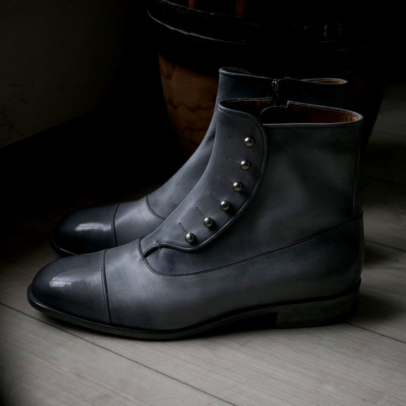 【-10/1正午限定】yojiomi / button boots calf pearl gray＜leather sole＞