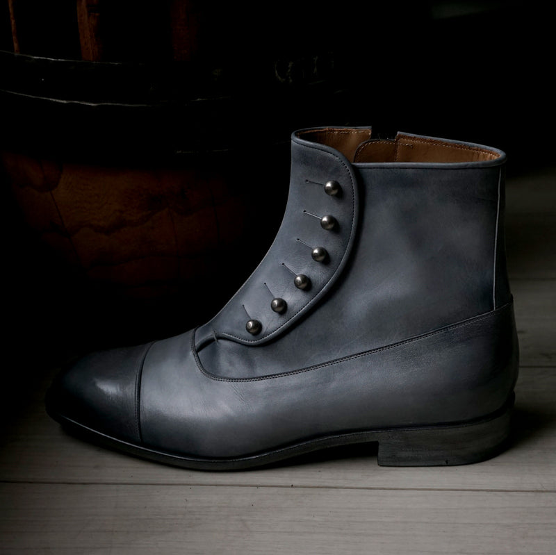 【-10/1正午限定】yojiomi / button boots calf pearl gray＜leather sole＞