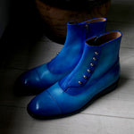 【-10/1正午限定】yojiomi / button boots calf blue＜leather sole＞