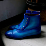 【-10/1正午限定】yojiomi / button boots calf blue＜leather sole＞