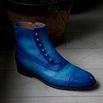 【-10/1正午限定】yojiomi / button boots calf blue＜leather sole＞