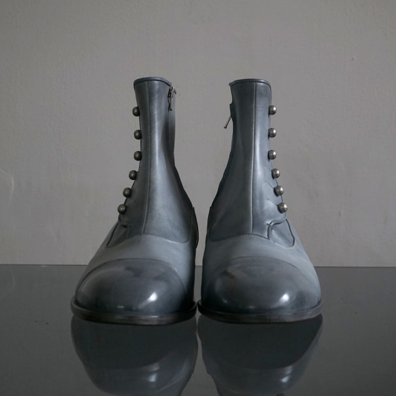 【-10/1正午限定】yojiomi / button boots calf pearl gray＜leather sole＞