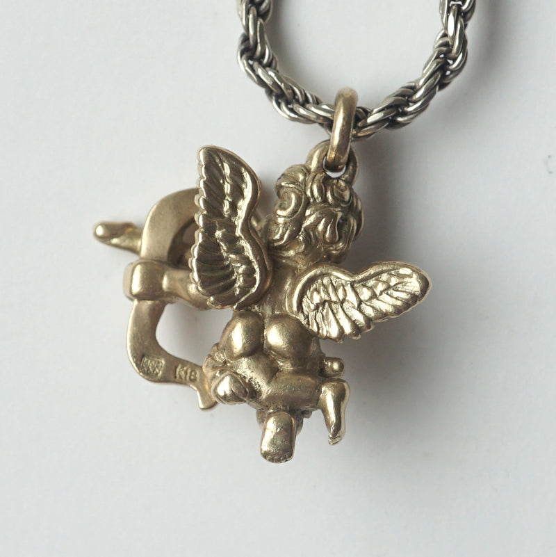 IN OUT DESIGN / K18YG Cherub Pendant Dia × K18YG Penis T-Bar Twist Chain Necklace