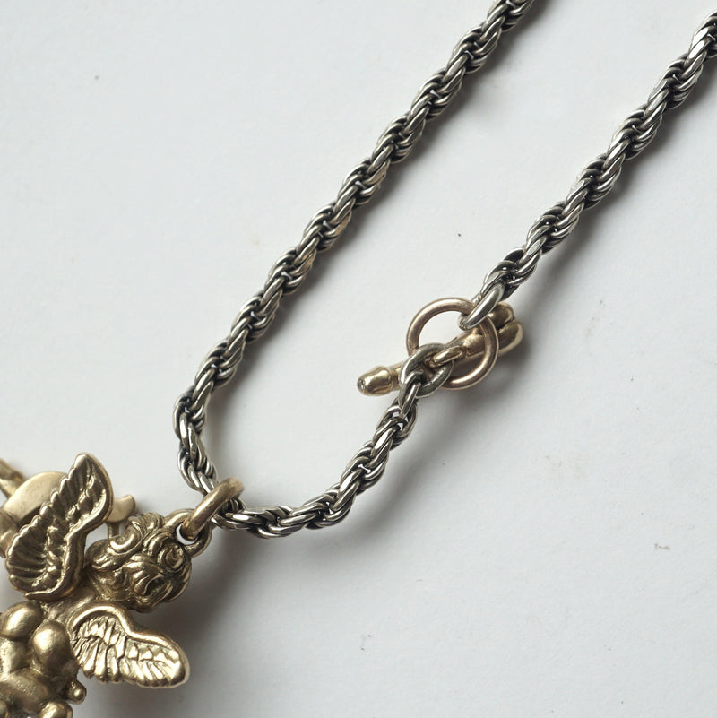 IN OUT DESIGN / K18YG Cherub Pendant Dia × K18YG Penis T-Bar Twist Chain Necklace