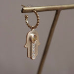 Kagann / K10 Khamsa charm イエローサファイア＆K18 Hoop Pierce