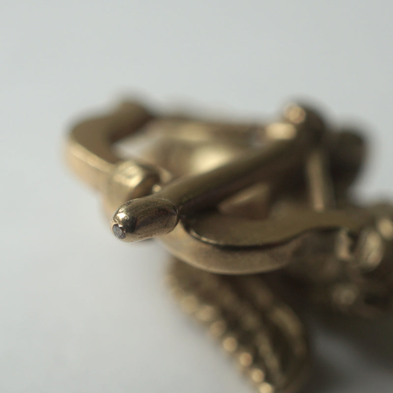 IN OUT DESIGN / K18YG Cherub Pendant Dia × K18YG Penis T-Bar Twist Chain Necklace