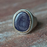 Maison de l'abeille / Intaglio Ring Chalcedony "Beetle" SV x K18YG