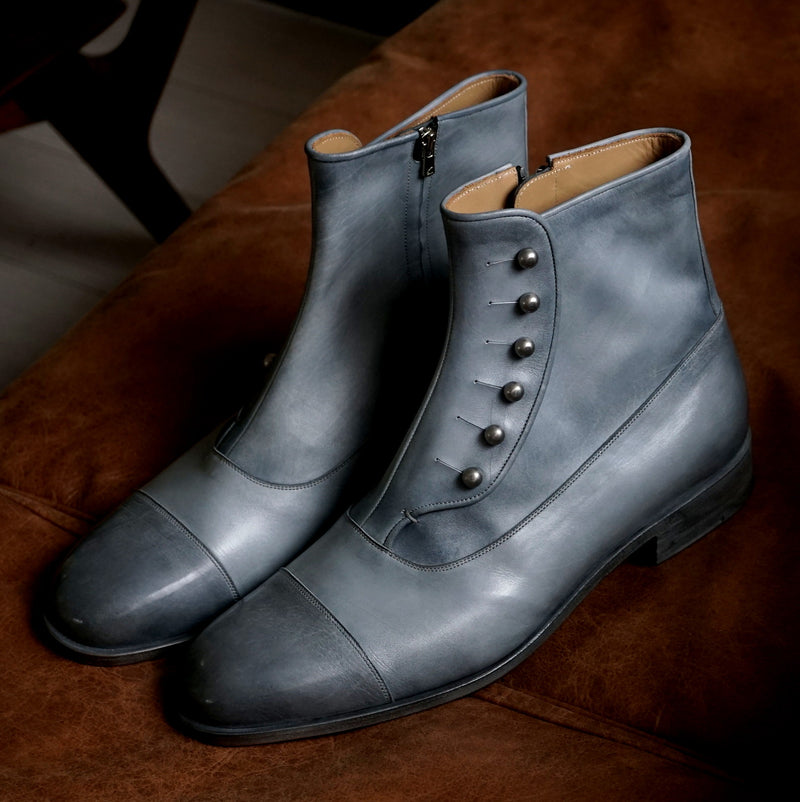 【-10/1正午限定】yojiomi / button boots calf pearl gray＜leather sole＞