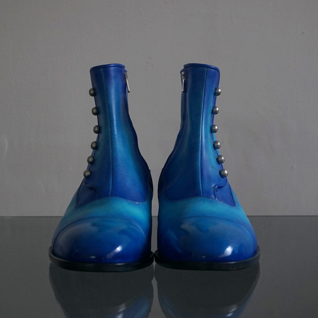 【-10/1正午限定】yojiomi / button boots calf blue＜leather sole＞