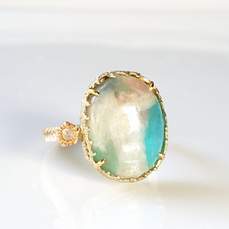 【-10/19限定】Curva ｙ Ruri JEWELRY/パライバトルマリンinクォーツ・ダイヤモンドリング