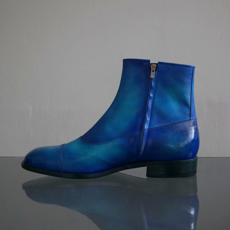 【-10/1正午限定】yojiomi / button boots calf blue＜leather sole＞