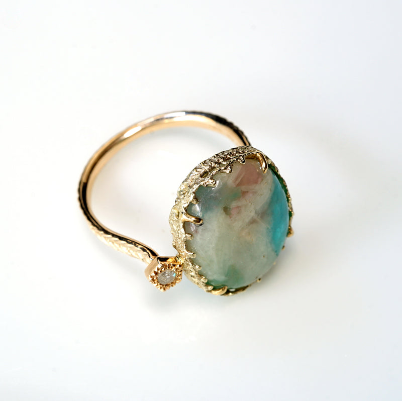【-10/19限定】Curva ｙ Ruri JEWELRY/パライバトルマリンinクォーツ・ダイヤモンドリング
