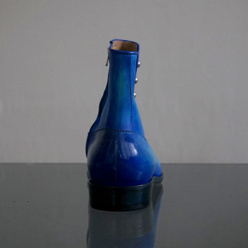 【-10/1正午限定】yojiomi / button boots calf blue＜leather sole＞