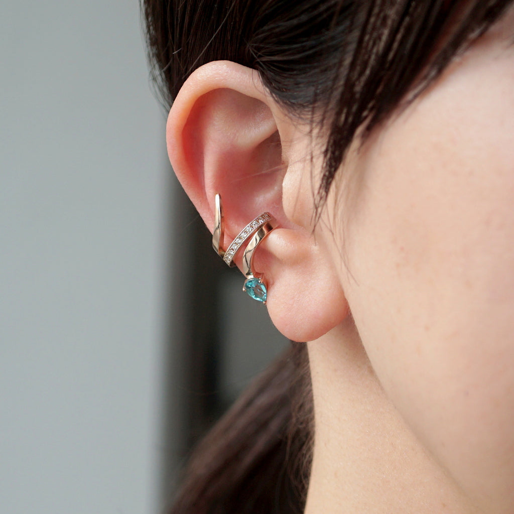 Kagann jewelry / snake earcuff K10 アパタイト（右耳用）