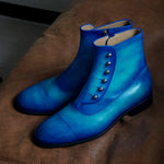 【-10/1正午限定】yojiomi / button boots calf blue＜leather sole＞