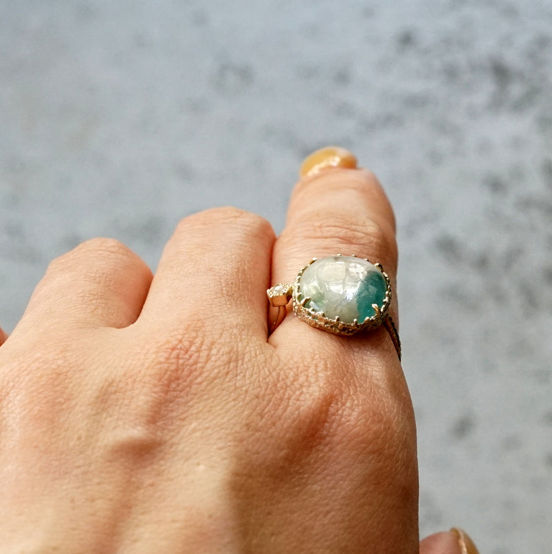【-10/19限定】Curva ｙ Ruri JEWELRY/パライバトルマリンinクォーツ・ダイヤモンドリング