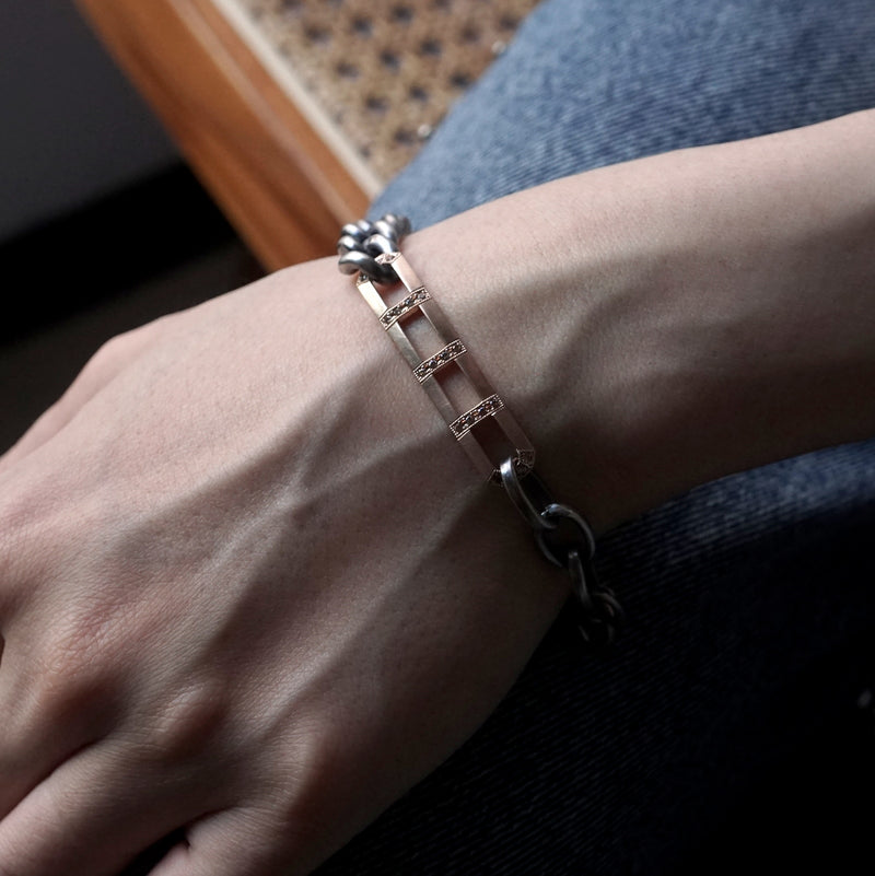 GERMEDEUR / Octagon Chain Bracelet Dia K18PG×K18YG×SV（燻仕上げ）