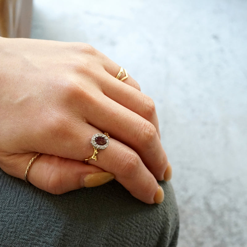 【-10/19限定】Curva ｙ Ruri JEWELRY/トラピッチェルビー・ダイヤモンドリング