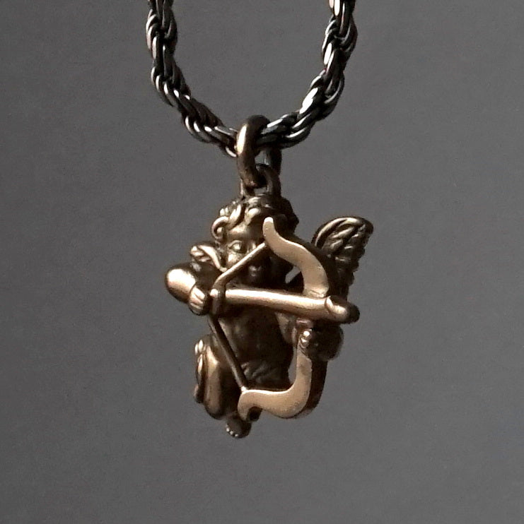 IN OUT DESIGN / K18YG Cherub Pendant Dia × K18YG Penis T-Bar Twist Chain Necklace