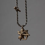 IN OUT DESIGN / K18YG Cherub Pendant Dia × K18YG Penis T-Bar Twist Chain Necklace