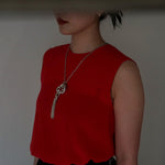 GIFTED / IMPLOSION CROSS NECKLACE TASSEL M PV（IMPLOSION NECK CHAIN ROΦ1H 80cm）
