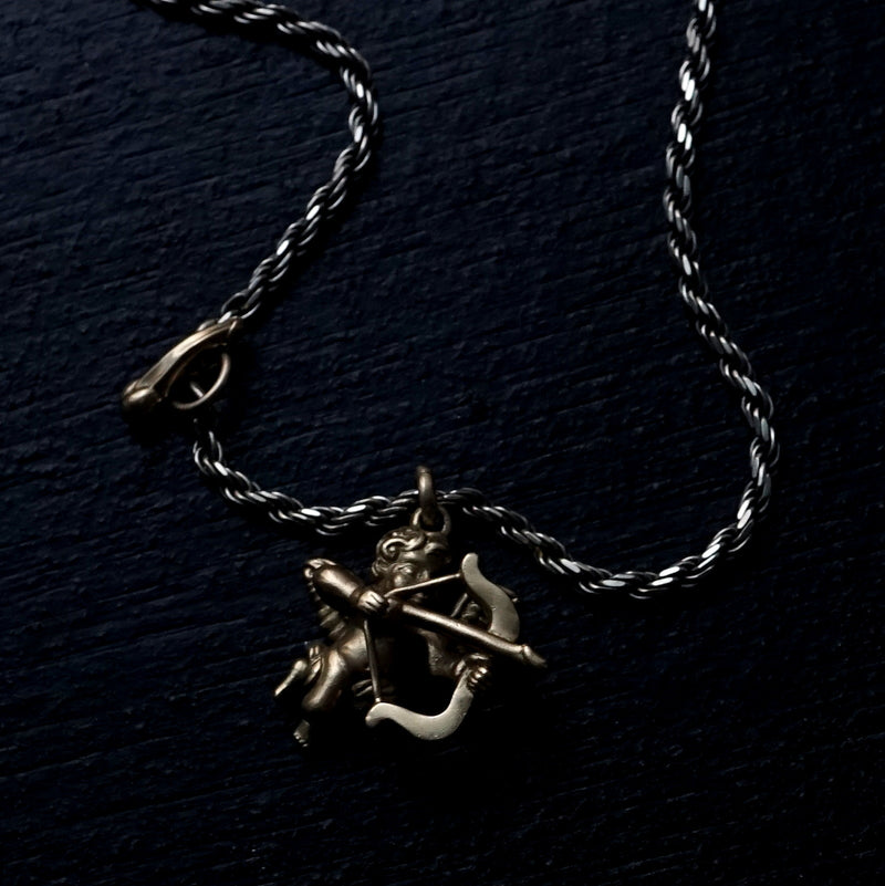 IN OUT DESIGN / K18YG Cherub Pendant Dia × K18YG Penis T-Bar Twist Chain Necklace