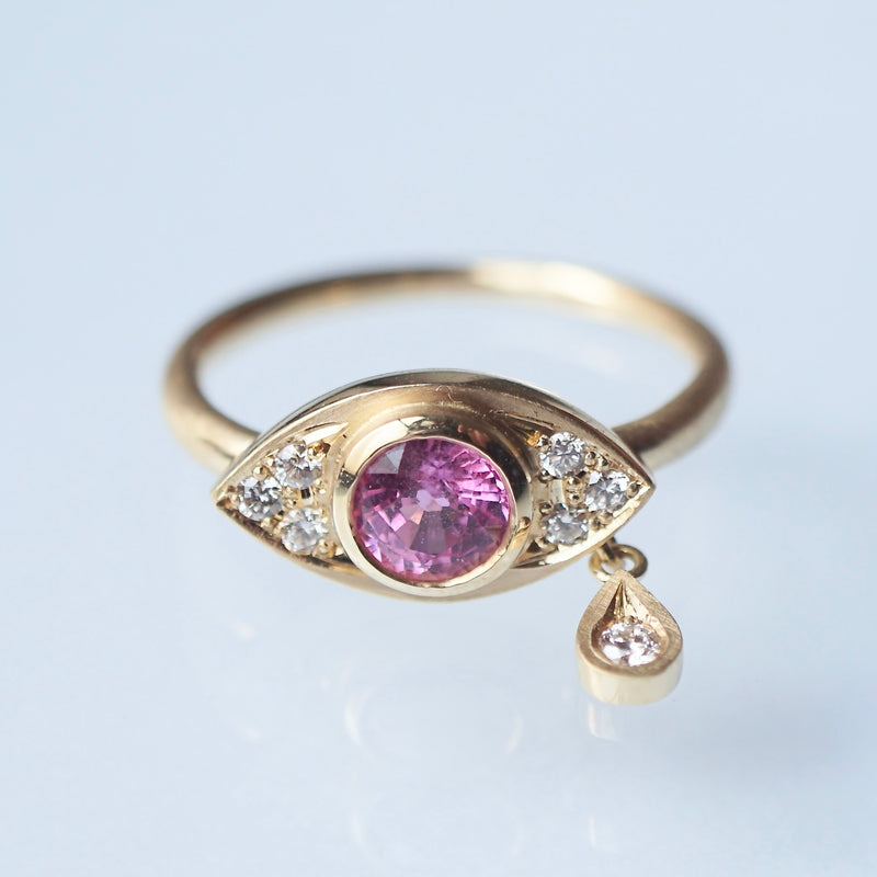 Kagann jewelry / Evil eye ring K18 pink sapphire #13