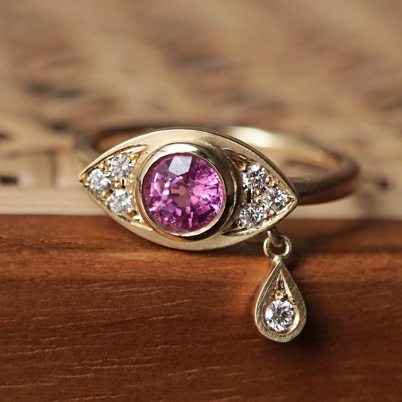 Kagann jewelry / Evil eye ring K18 pink sapphire #13