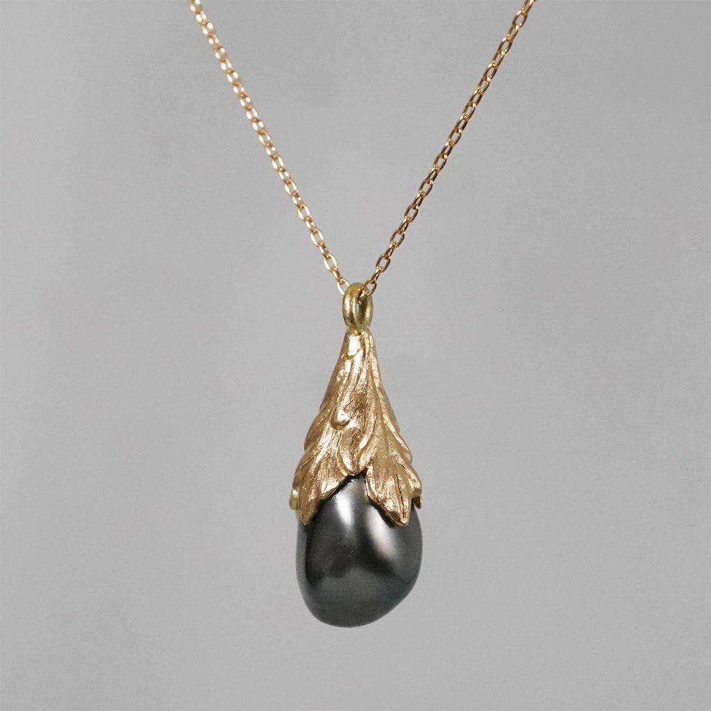 【8/2-8/31限定】siena / Pearl Leaf black necklace 2507-01
