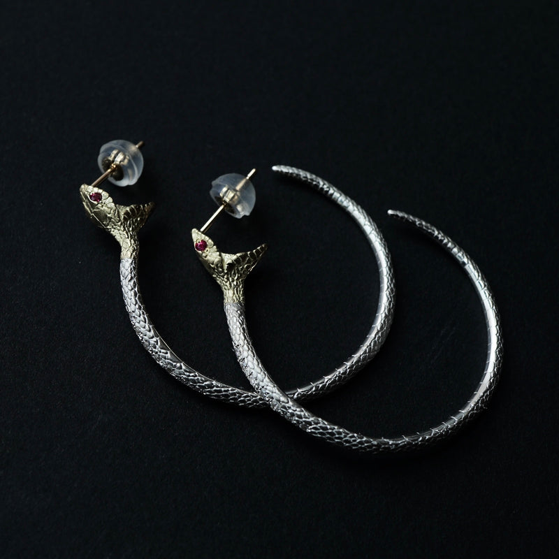 ELCAMI / Snake Hoop Earrings K18YG/SV (EPM-142-L/R)