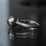 Maison de l'abeille / One-character ring black butterfly pearl #11
