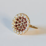 St.amour jewellery round colors ring <pearl & garnet>  K10YG