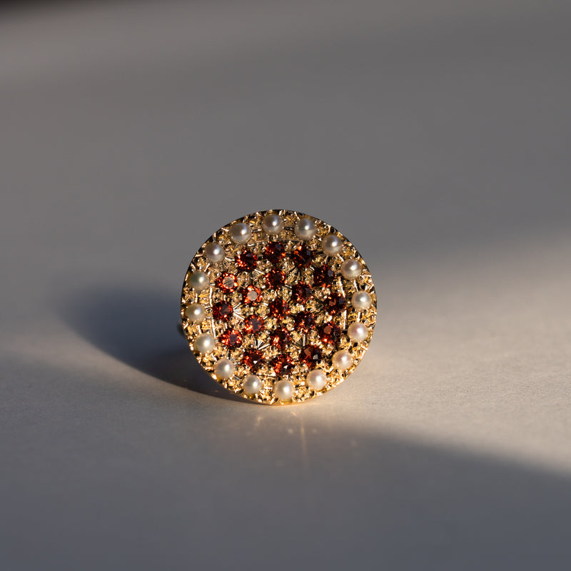 St.amour jewellery round colors ring <pearl & garnet>  K10YG