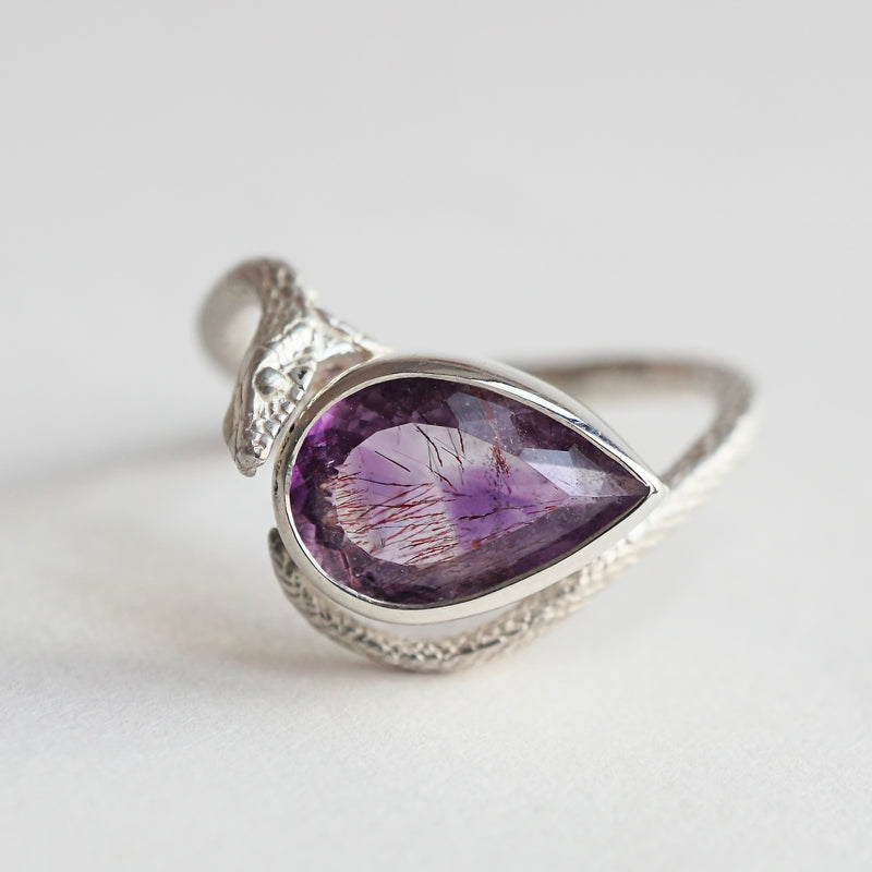ELCAMI / ＜Limited＞ goethite in amethyst snake Ring #13（ERC-12）