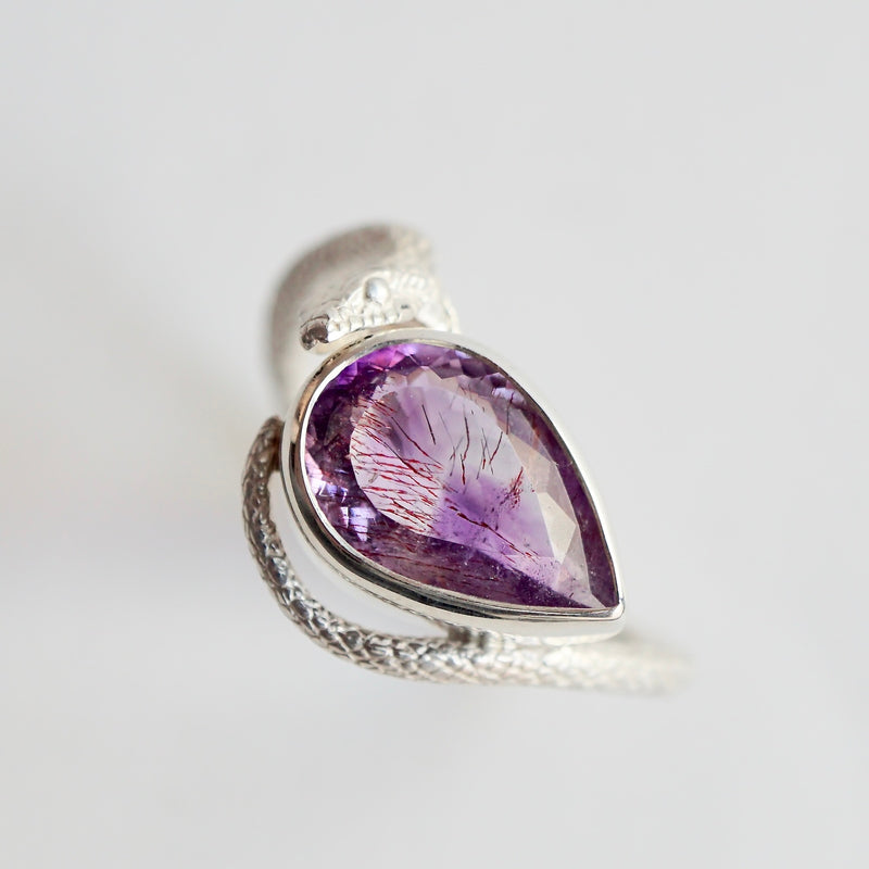 ELCAMI / ＜Limited＞ goethite in amethyst snake Ring #13（ERC-12）