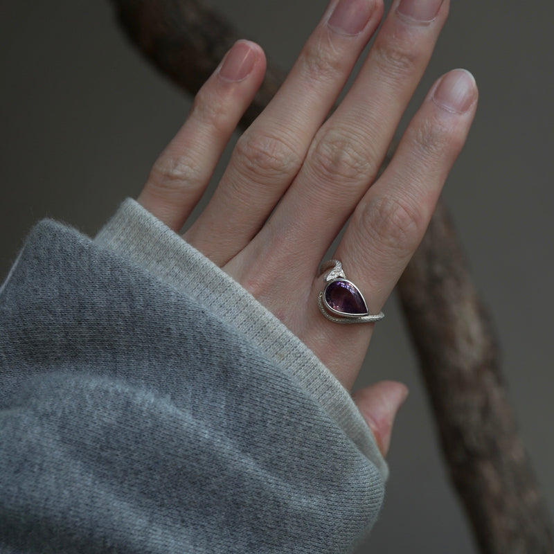 ELCAMI / ＜Limited＞ goethite in amethyst snake Ring #13（ERC-12）