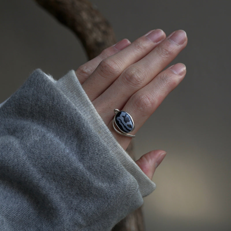 ELCAMI / ＜Limited＞ agate snake Ring #13（ERC-12）