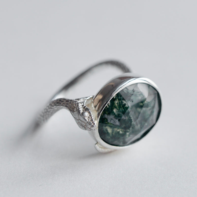 ELCAMI / ＜Limited＞ moss agate snake Ring #14 (ERC-12)