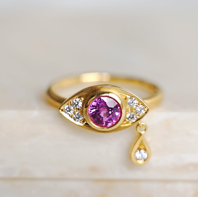 Kagann jewelry (カガンジュエリー) / Evil eye ring <mini> ピンクサファイア K18