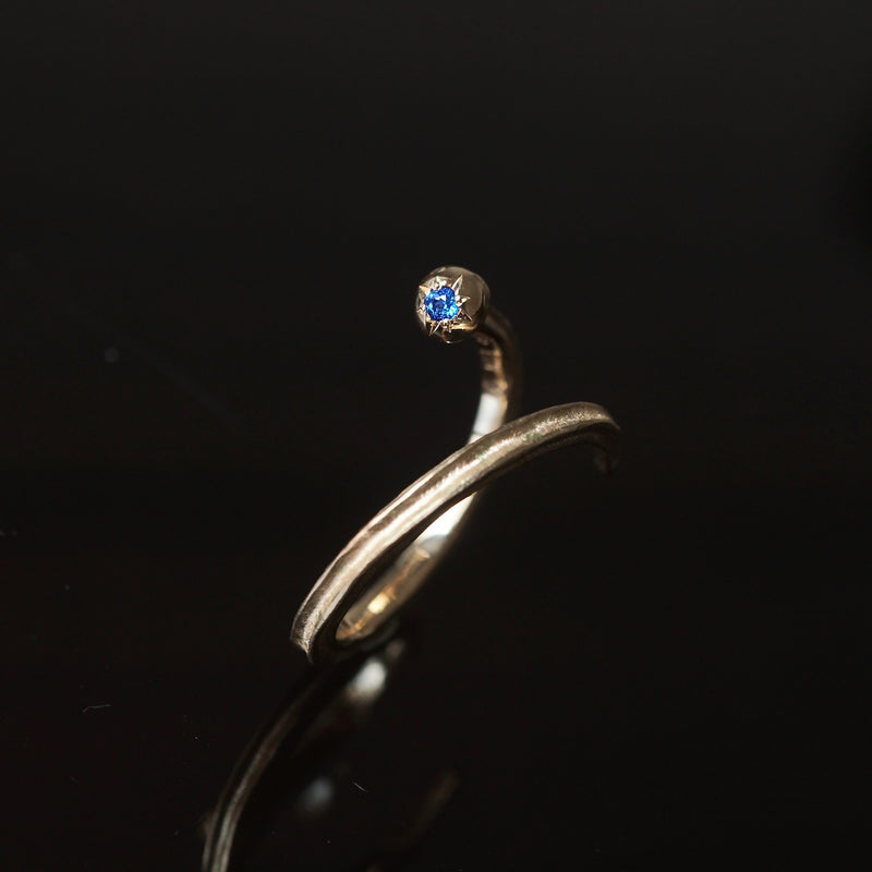 GERMEDEUR / Babel Nail Free Ring K18YG コバルトスピネル